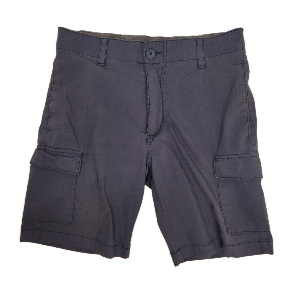 Wear First Mens Gray Flat Front Cotton Spandex Cargo Shorts 32"×9" Inseam
